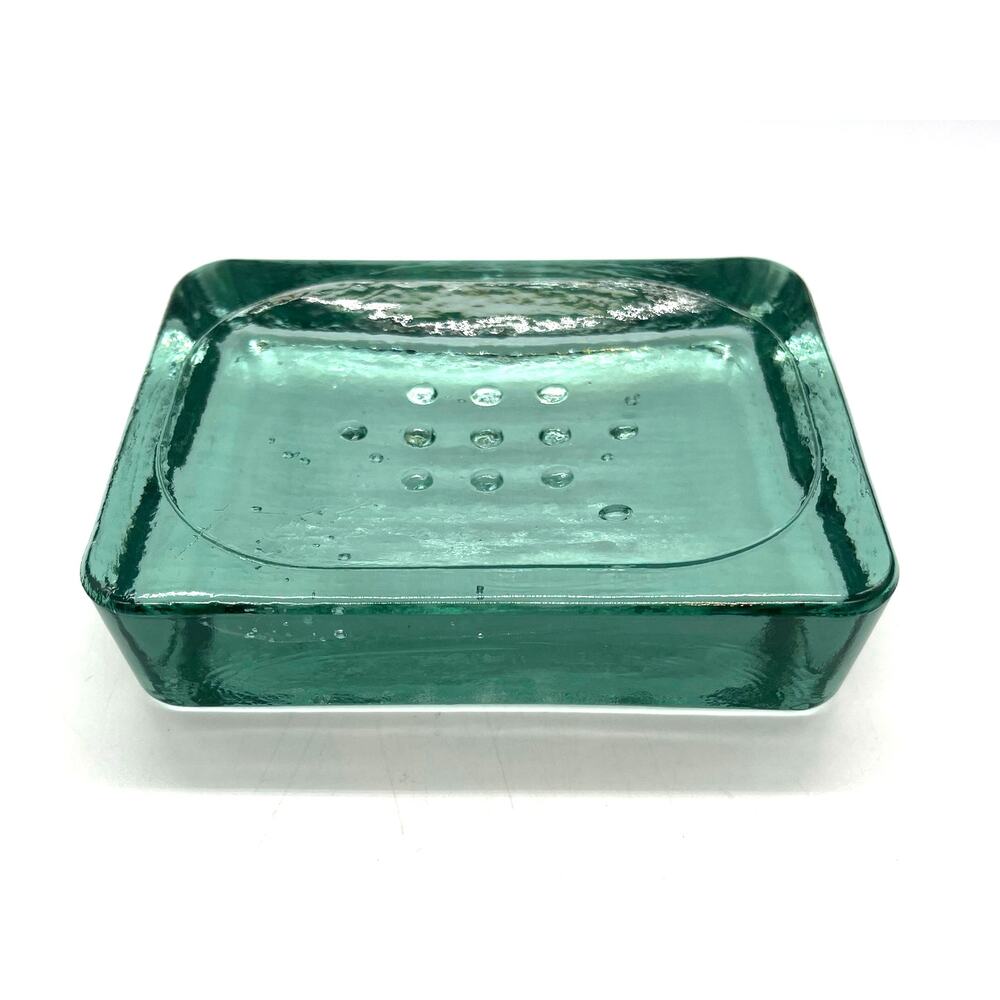 Threshold Recycled Glass Soap Dish Thick Heavy Green Glass